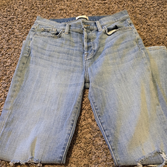 #215 7 For All Mankind Light Blue Straight Leg Jeans - Picture 3 of 4